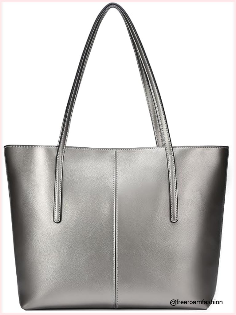 Genuine Leather Large Tote Bag With Laptop Compartment For Work Travel